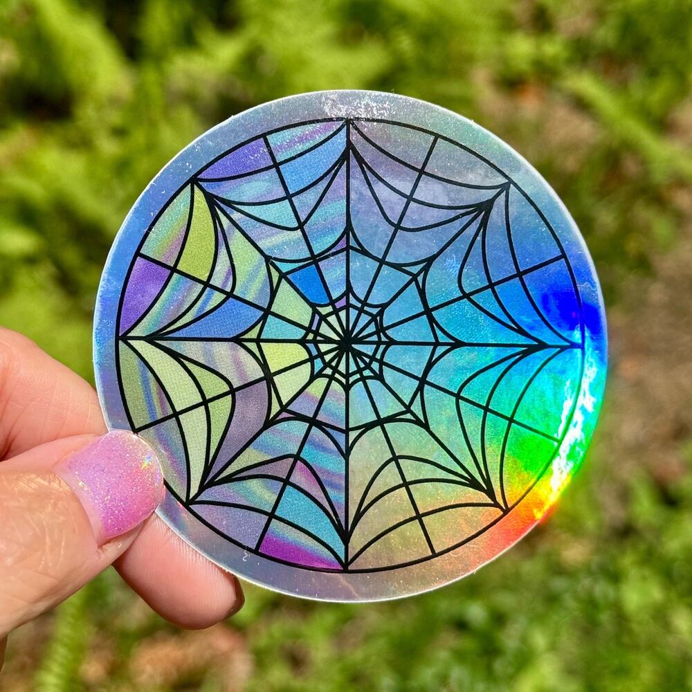 Holographic Spiderweb Sticker – Gothic Window Wednesday Inspired Vinyl